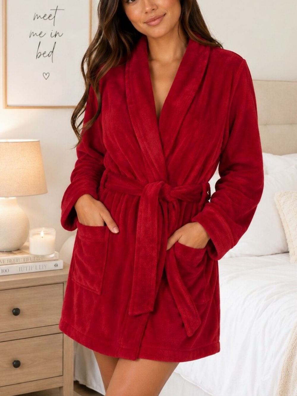 Soma short plush robe Paint the Town red color Size L / XL